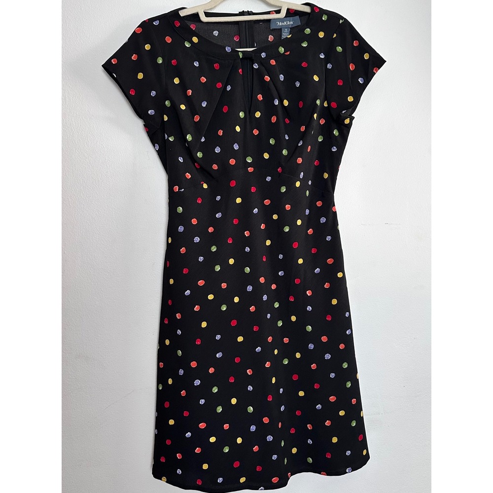 ModCloth Dot Dot Diner Dress 60's Vibe Retro Whimsical Pop Art Polished Flirty